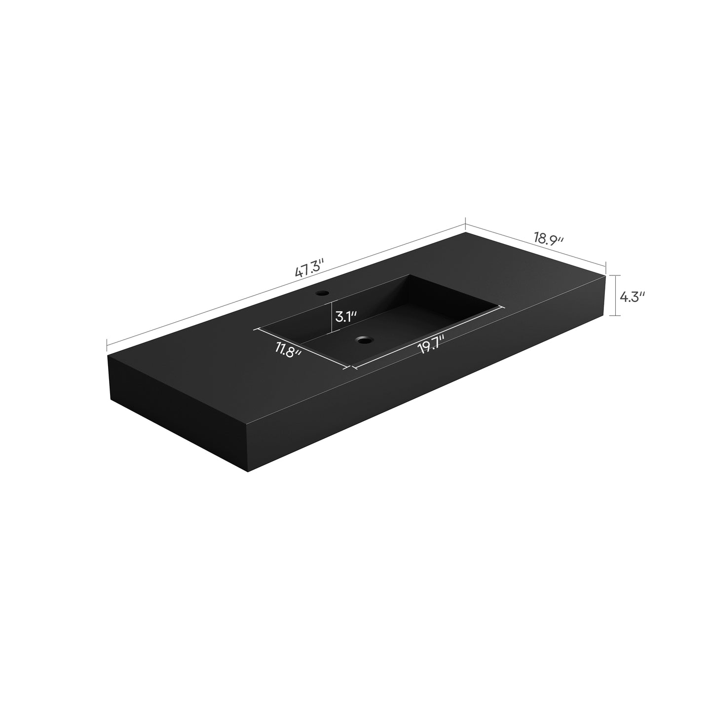 SJ-STARJANE Wall Mount Bathroom Sinks Solid Surface Sinks Single Faucet Hole