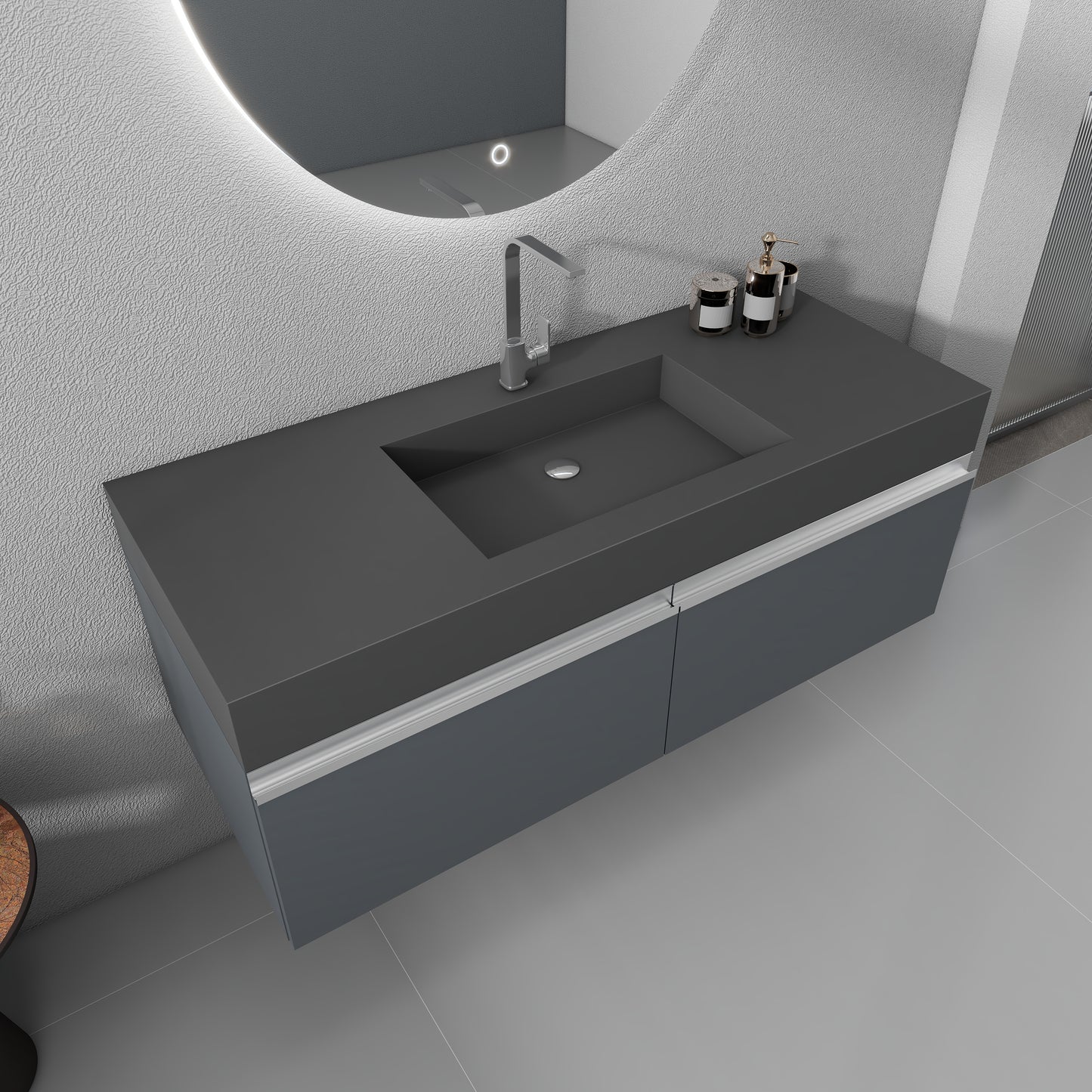 SJ-STARJANE 47''Wall Mount Bathroom Sink Solid Surface Basin with Faucet Hole