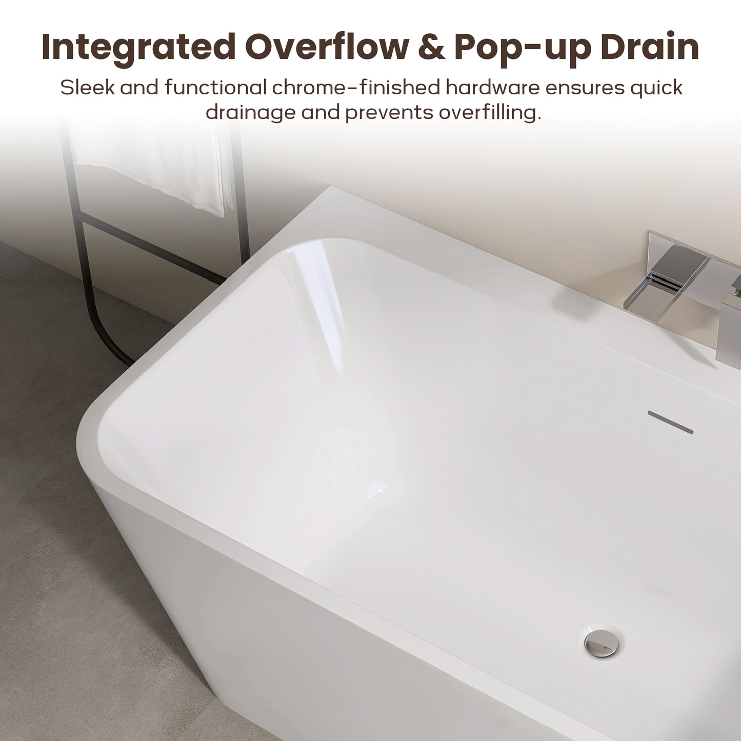 59‘’ Freestanding Soaking Acrylic Bathtub AB12-59