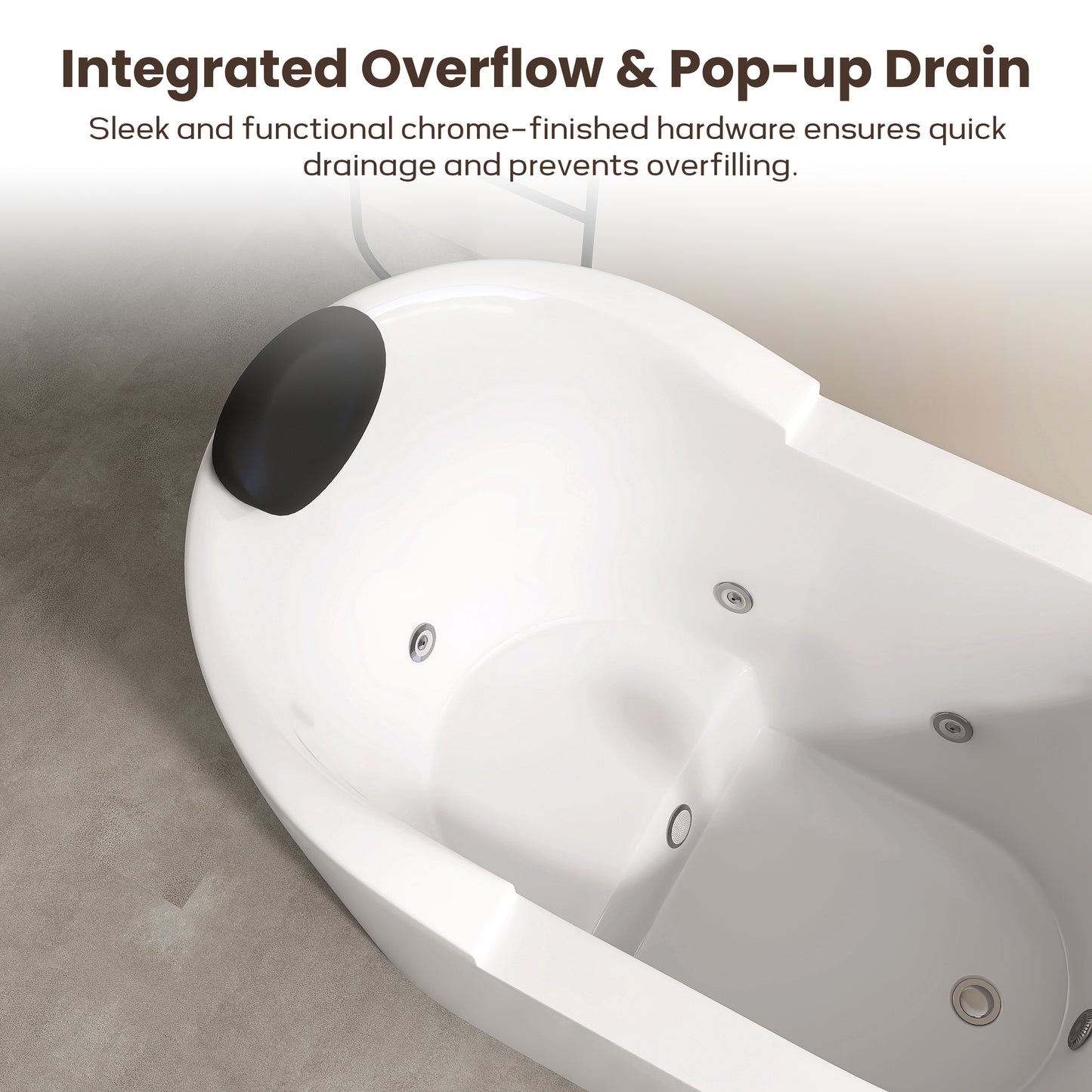 51 In. Acrylic Freestanding Whirlpool Bathtub With Jets And Faucet Set In White AB35-51-AM