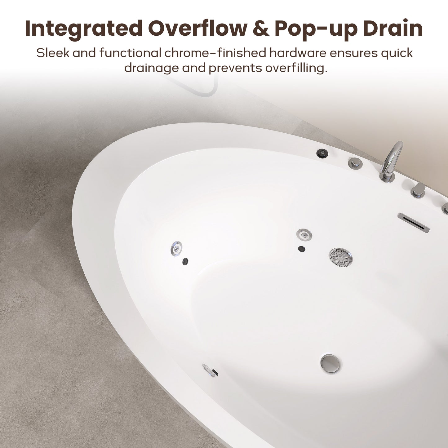 71'' Freestanding Oval Acrylic Whirlpool Bathtub, With Air Switch, 6 Jets, And 4-Hole Faucet AB32-71-AM